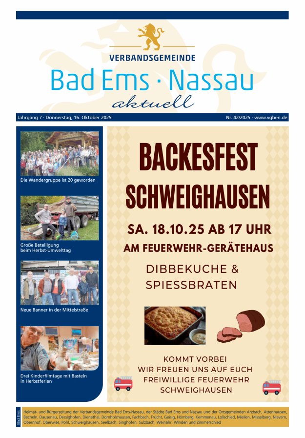Bad Ems-Nassau aktuell Ausgabe Bad Ems Titelblatt 42/2025