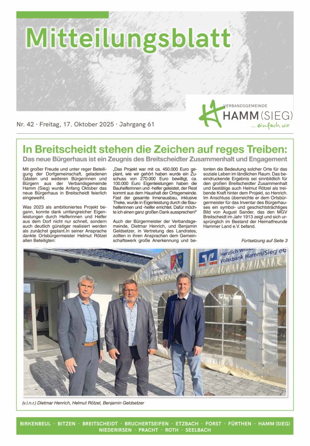 Mitteilungsblatt Hamm (Sieg) Titelblatt 42/2025