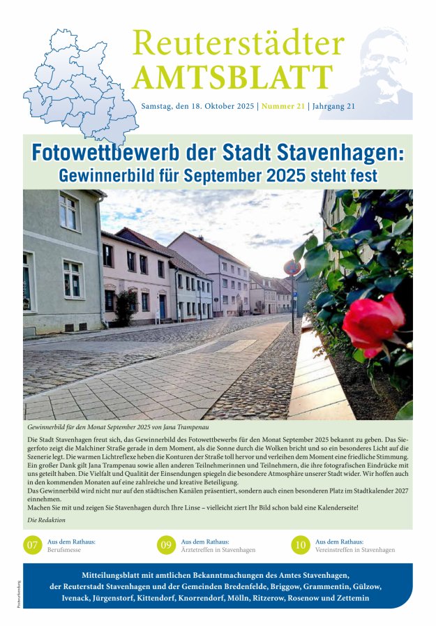 Reuterstädter Amtsblatt Titelblatt 21/2025