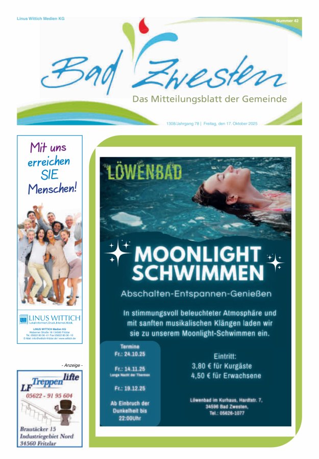 Heimatzeitung Bad Zwesten Titelblatt 42/2025