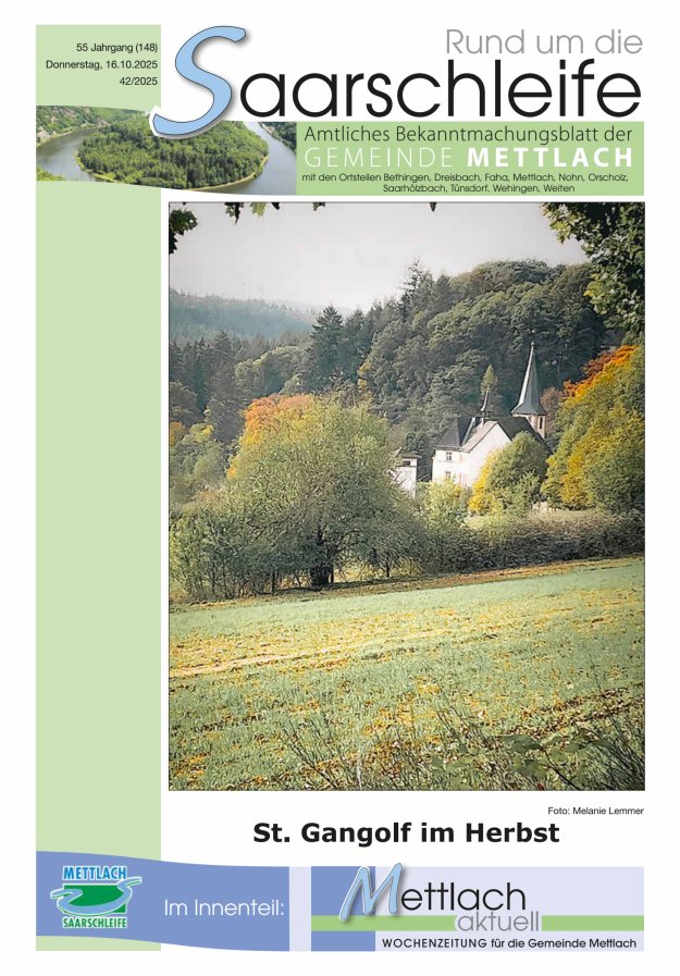 Rund um die Saarschleife Gemeinde Mettlach Titelblatt 42/2025