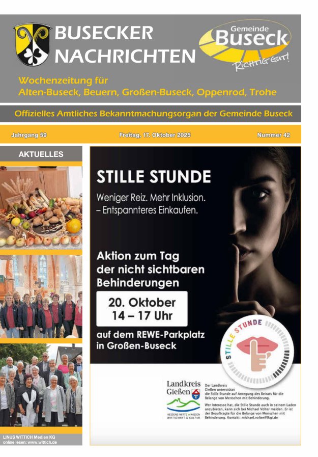 Busecker Nachrichten Titelblatt 42/2025