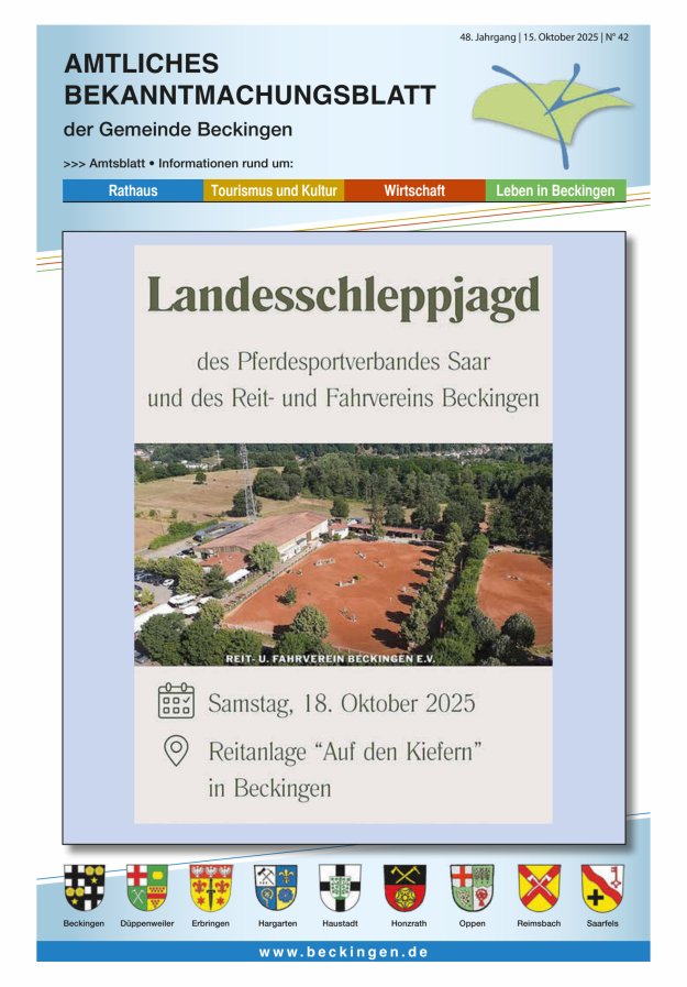 Amtsblatt Beckingen Titelblatt 42/2025