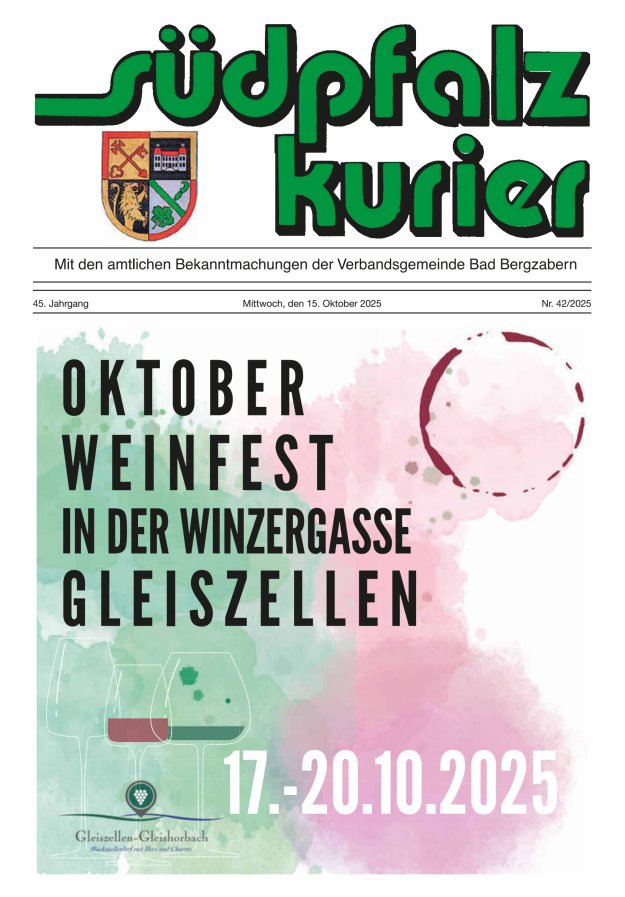 Südpfalz Kurier - VG Bad Bergzabern Titelblatt 42/2025