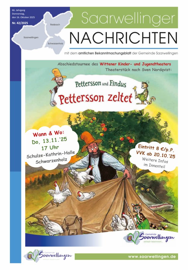 Saarwellinger Nachrichten Titelblatt 42/2025