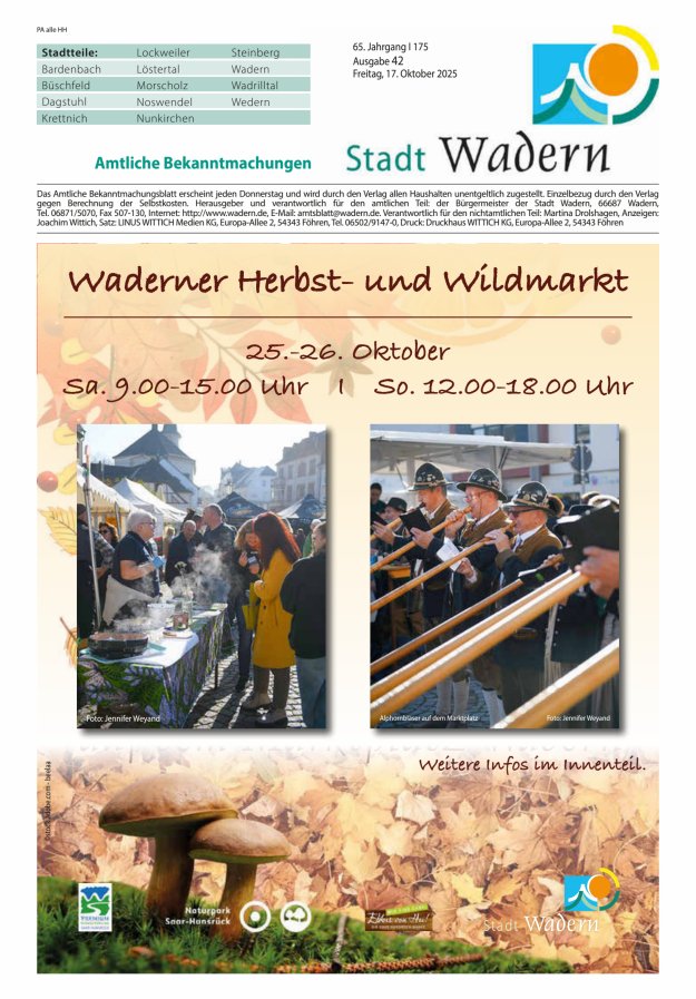 Stadt Wadern Titelblatt 42/2025