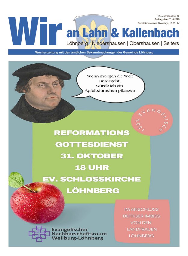 Amtliches Mitteilungsblatt der Gemeinde Löhnberg Titelblatt 42/2025