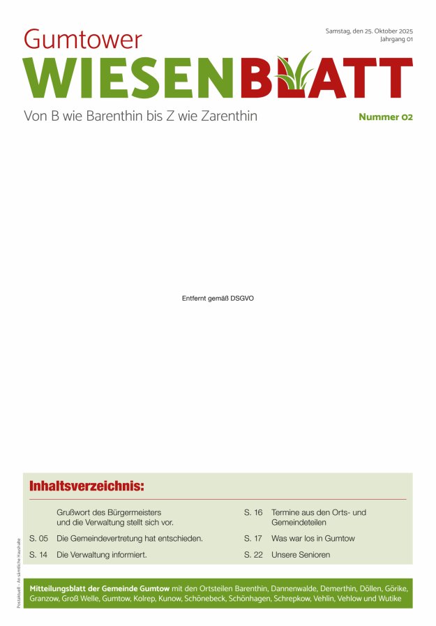 Gumtower Wiesenblatt Titelblatt 02/2025