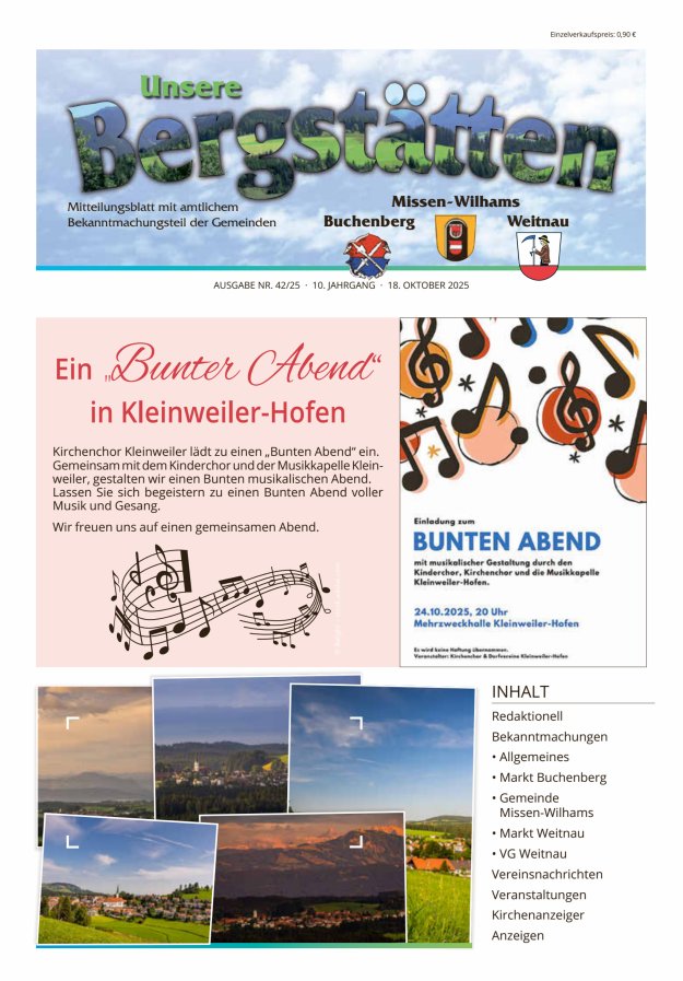 Unsere Bergstätten Mitteilungsblatt mit amtlichem Bekanntmachungsteil Titelblatt 42/2025