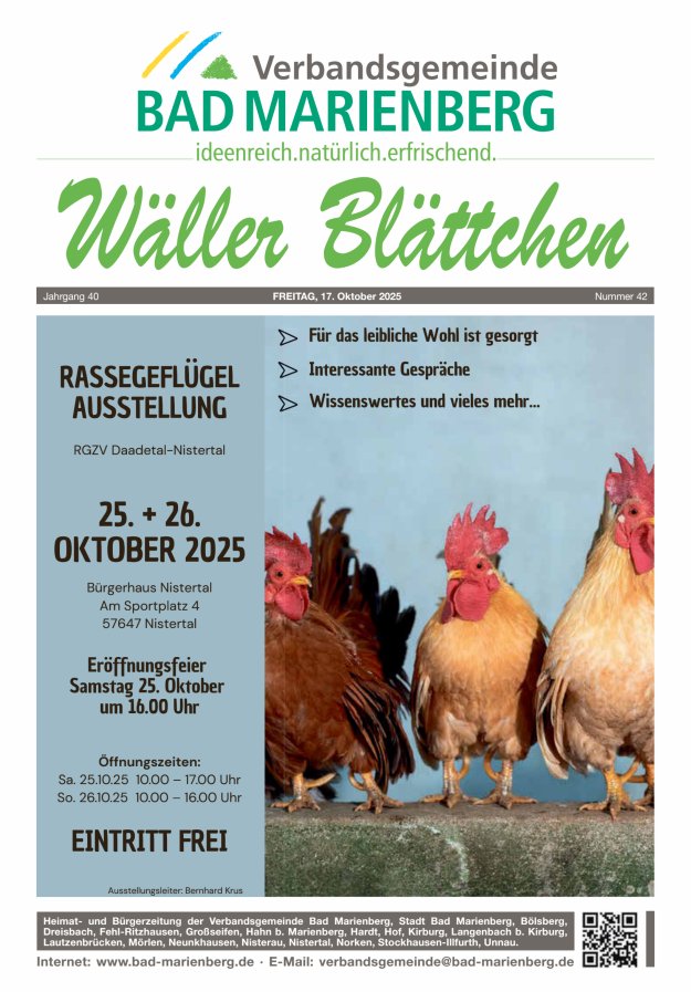 Wäller Blättchen - Verbandsgemeinde Bad Marienberg Titelblatt 42/2025
