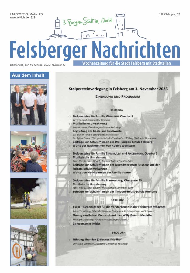 Felsberger Nachrichten Titelblatt 42/2025
