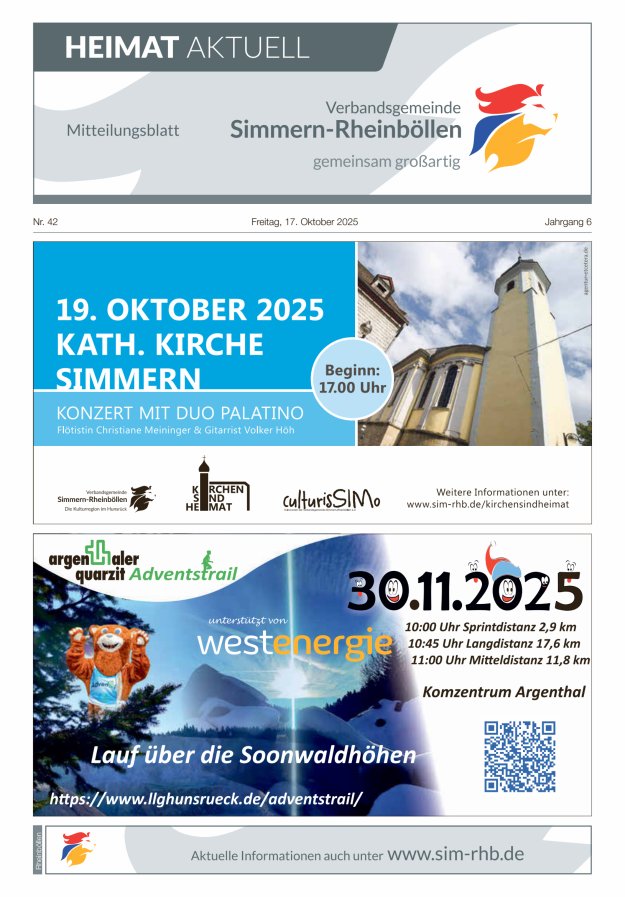 Heimat Aktuell Mitteilungsblatt der VG Simmern-Rheinböllen-Ausg Rheinböllen Titelblatt 42/2025