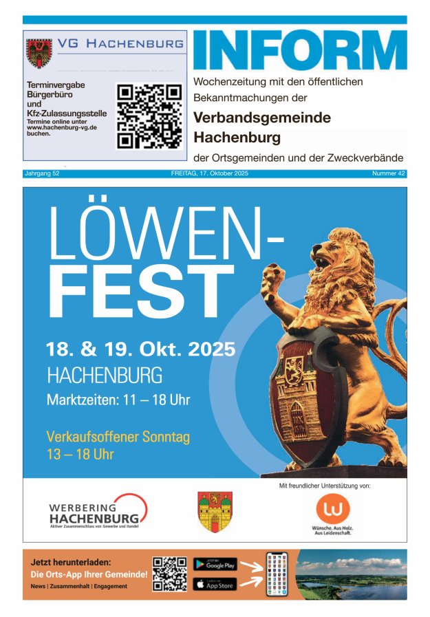 INFORM - Wochenzeitung der Verbandsgemeinde Hachenburg Titelblatt 42/2025