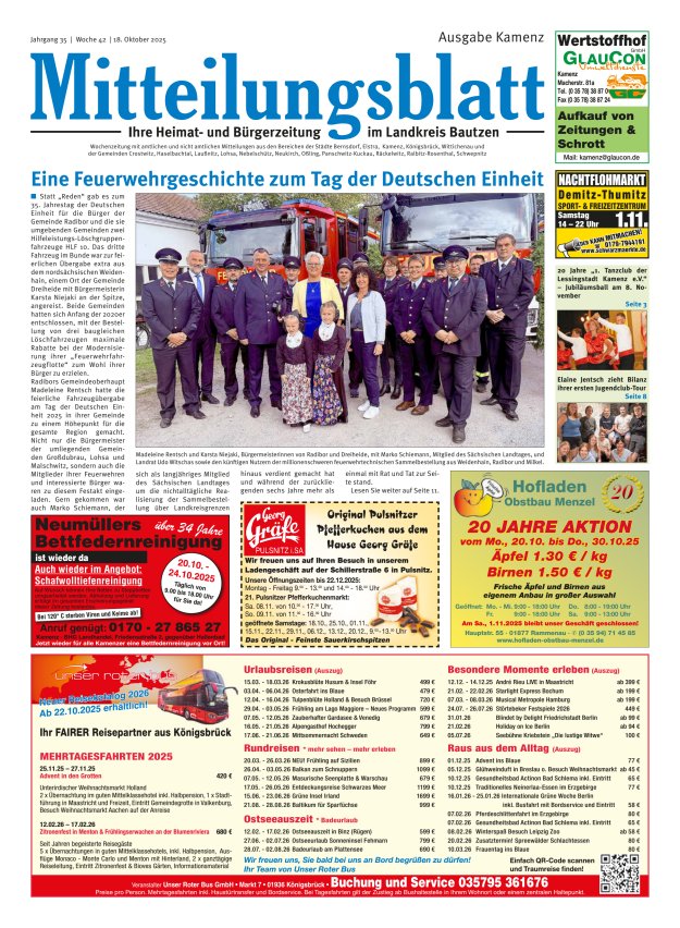 Mitteilungsblatt LK Bautzen Ausgabe Kamenz Titelblatt 41/2025