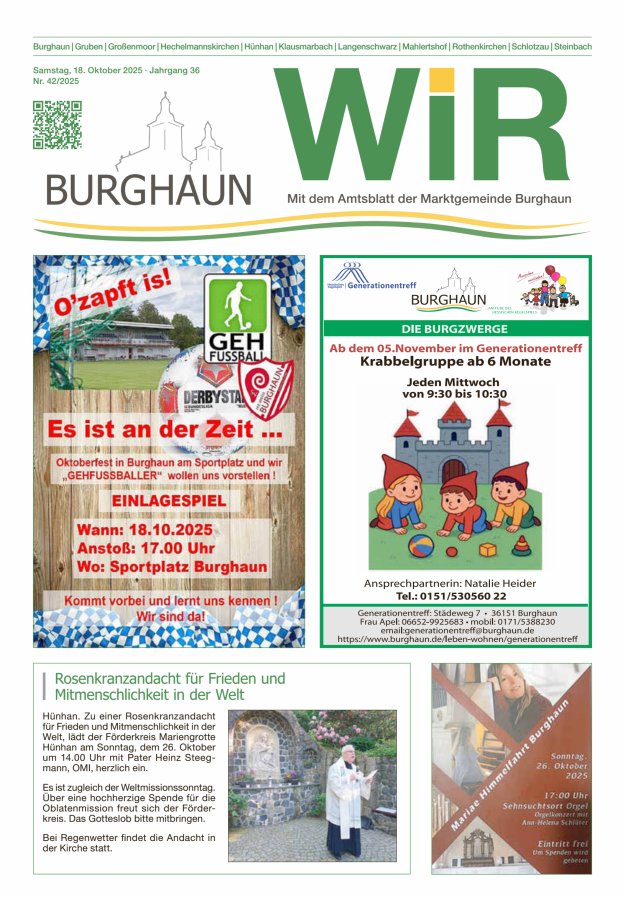 WIR - mit Amtsblatt der Marktgemeinde Burghaun Titelblatt 42/2025