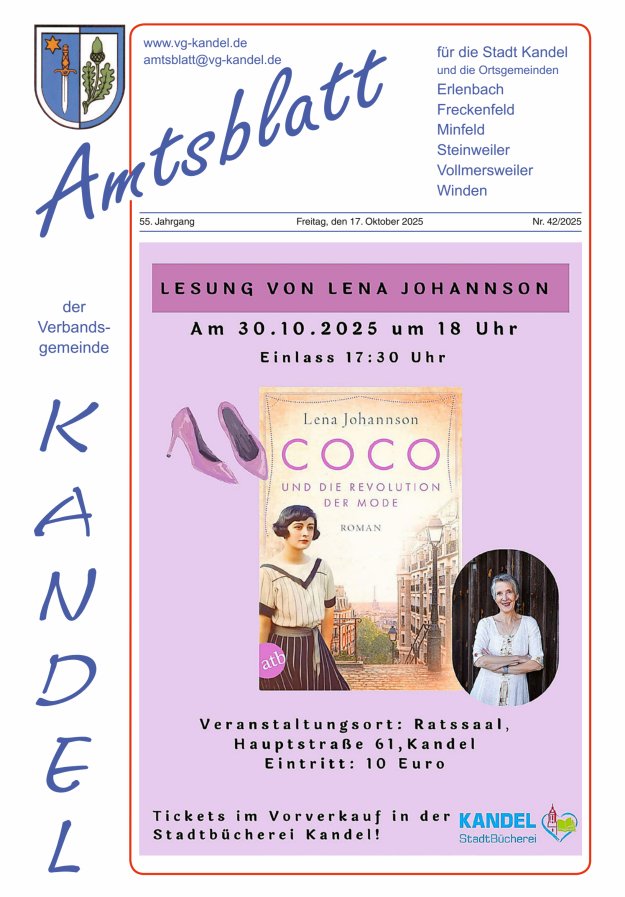 Amtsblatt VG Kandel Titelblatt 42/2025