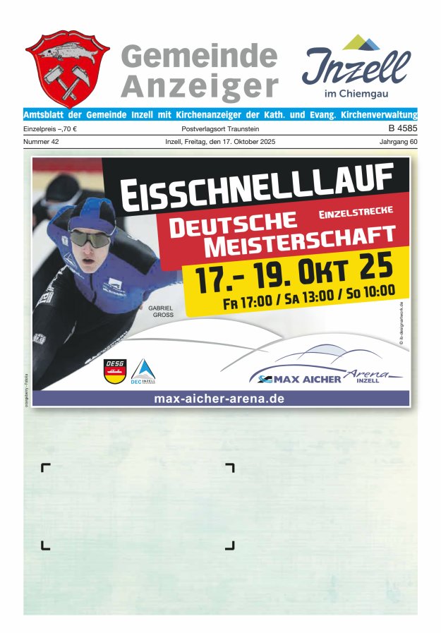 Gemeindeanzeiger Inzell Titelblatt 42/2025