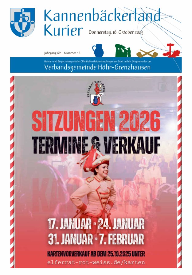 Kannenbäckerland-Kurier Verbandsgemeinde Höhr-Grenzhausen Titelblatt 42/2025