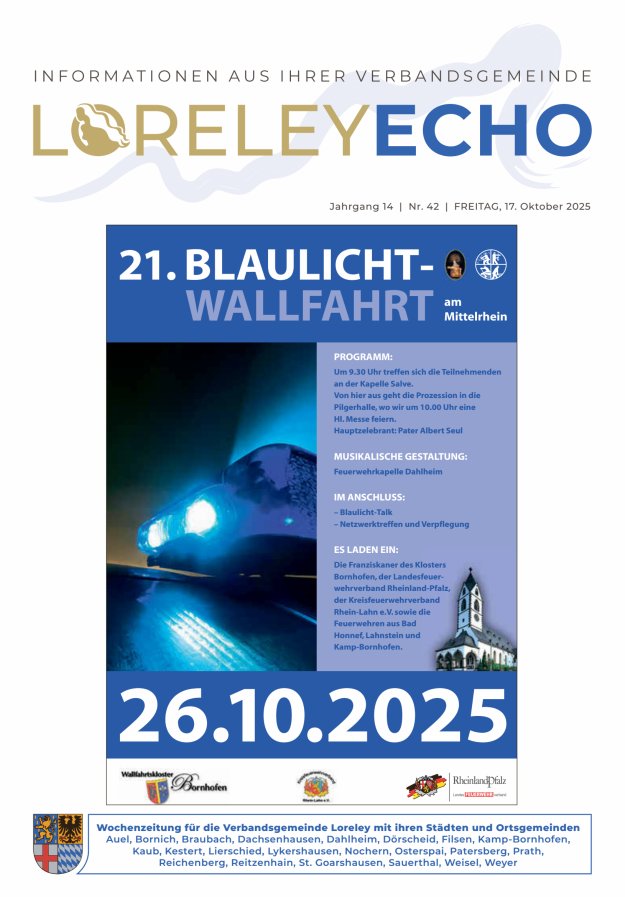 Loreley-Echo - Mitteilungsblatt der Verbandsgemeinde Loreley Titelblatt 42/2025