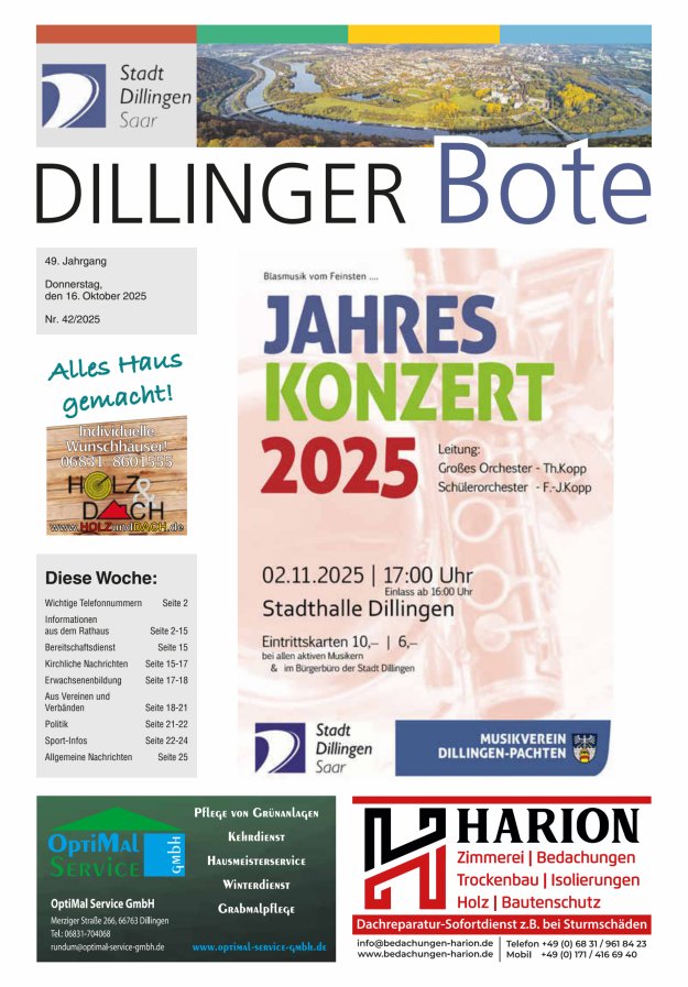 Dillinger Bote Titelblatt 42/2025