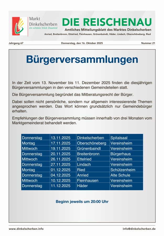 Die Reischenau Titelblatt 21/2025