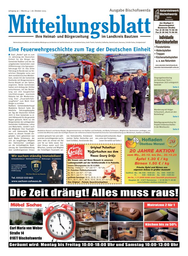 Mitteilungsblatt LK Bautzen Ausgabe Bischofswerda Titelblatt 41/2025