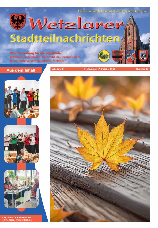 Wetzlarer Stadtteilnachrichten Titelblatt 42/2025