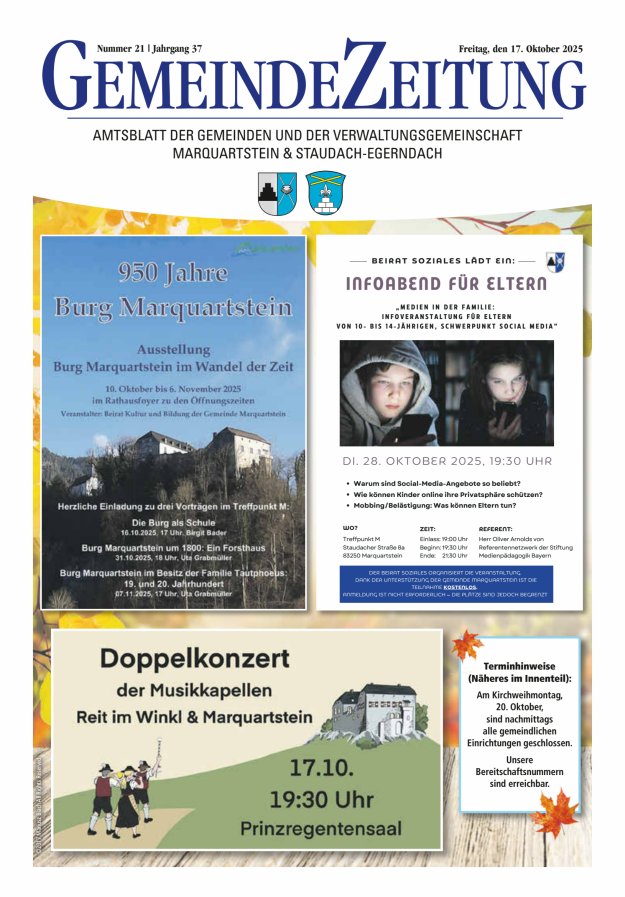 Marquartsteiner und Staudach-Egerndacher Nachrichten Titelblatt 21/2025