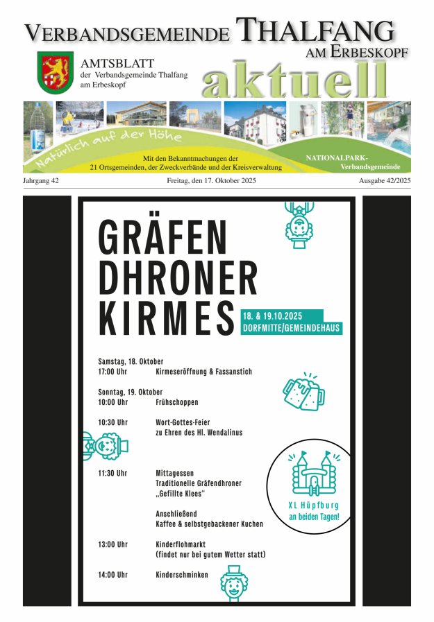Thalfang aktuell - Amtsblatt VG Thalfang Titelblatt 42/2025
