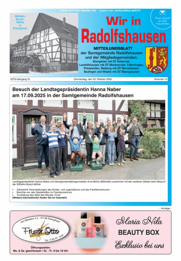 Wir in Radolfshausen Titelblatt 10/2025