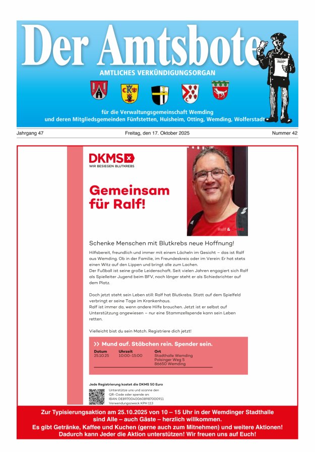 Der Amtsbote - Wemding Verwaltungsgemeinschaft Titelblatt 42/2025