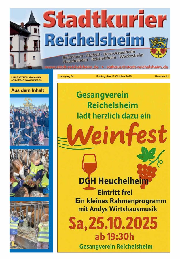 Stadtkurier Reichelsheim Titelblatt 42/2025