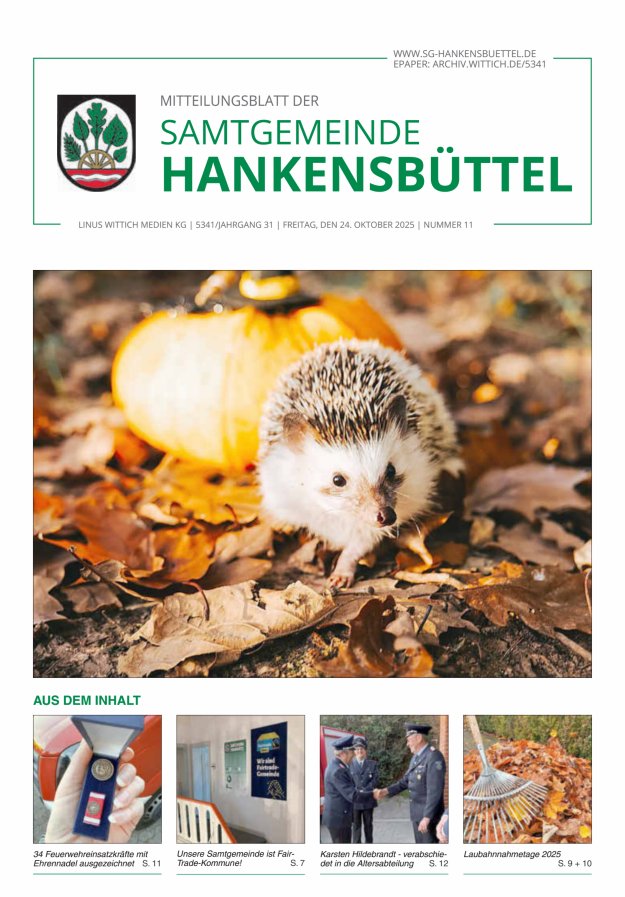 Mitteilungsblatt der Samtgemeinde Hankensbüttel Titelblatt 11/2025