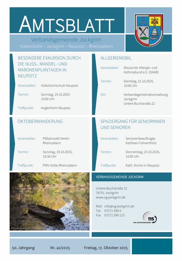 Amtsblatt VG Jockgrim Titelblatt 42/2025