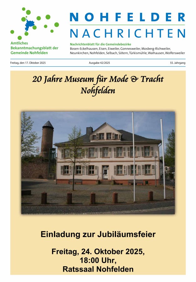Nohfelder Nachrichten Titelblatt 42/2025