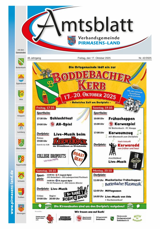 Amtsblatt VG Pirmasens-Land Titelblatt 42/2025