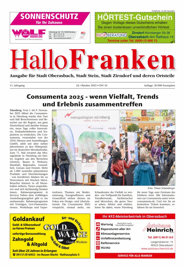 Hallo Franken Fürther Umland Titelblatt 09/2025