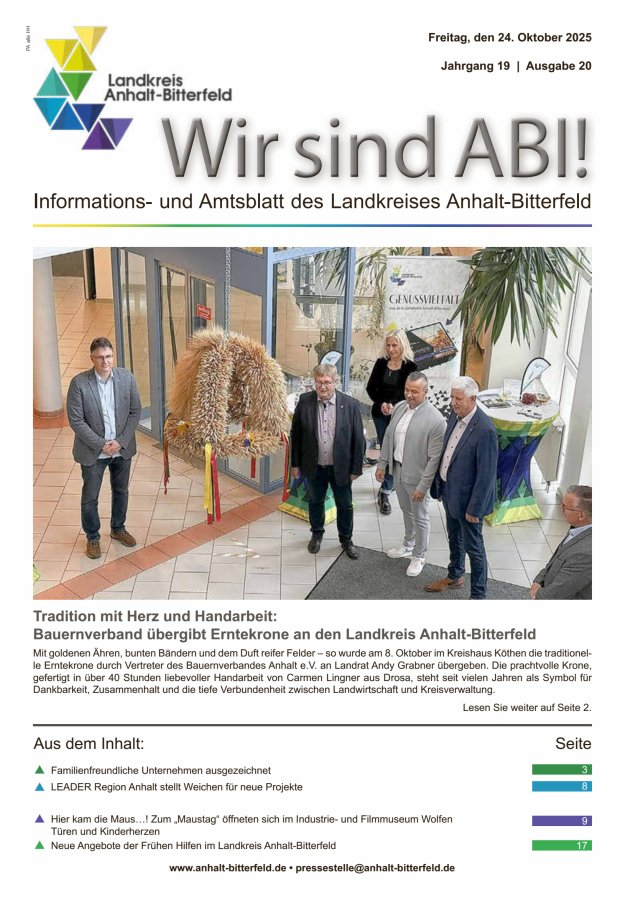 Informations- und Amtsblatt des LK Anhalt-Bitterfeld Titelblatt 20/2025
