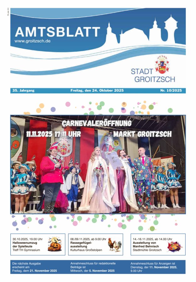 Amtsblatt Stadt Groitzsch Titelblatt 10/2025