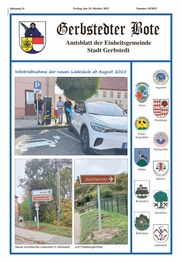 Gerbstedter Bote – Amtsblatt der Einheitsgemeinde Stadt Gerbstedt Titelblatt 10/2025