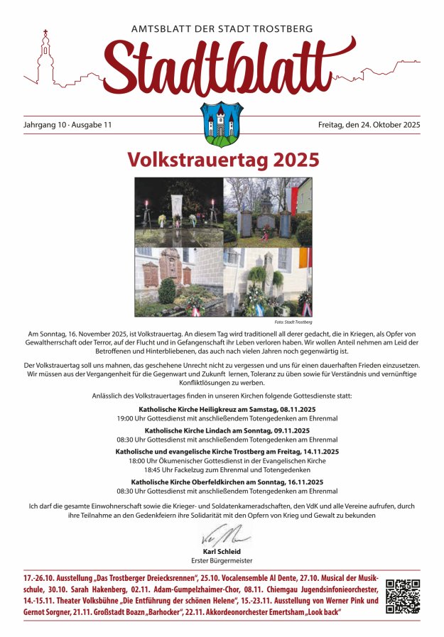 Stadtblatt Trostberg an der Alz Titelblatt 11/2025