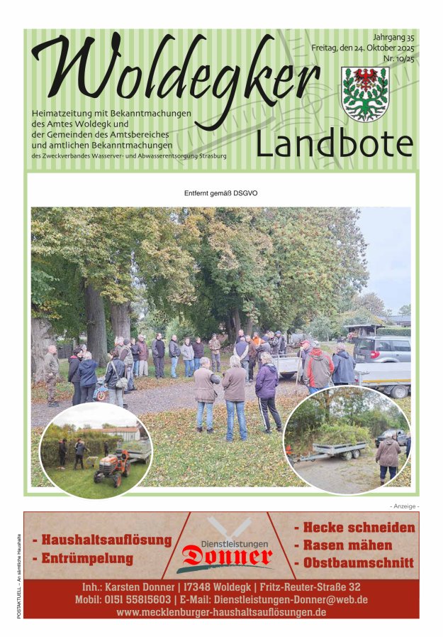 Woldegker Landbote Titelblatt 10/2025
