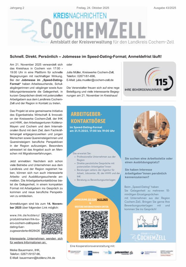 Kreisnachrichten Cochem-Zell Titelblatt 43/2025