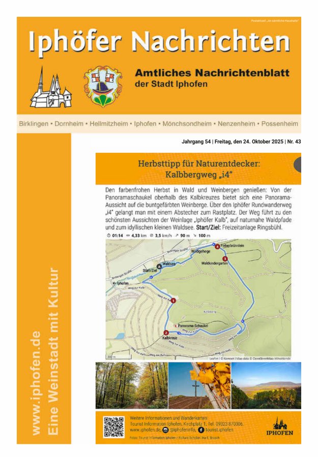 Iphöfer Nachrichten Titelblatt 43/2025
