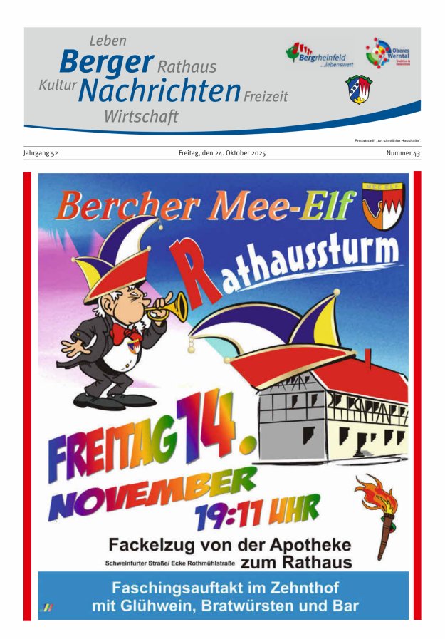 Berger Nachrichten, Bergrheinfeld Titelblatt 43/2025