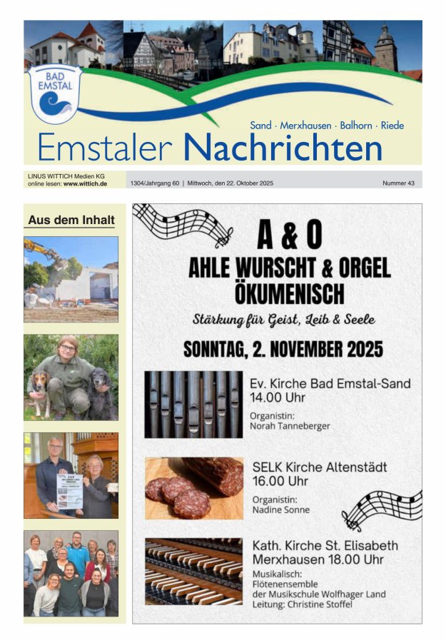 Emstaler Nachrichten Titelblatt 43/2025