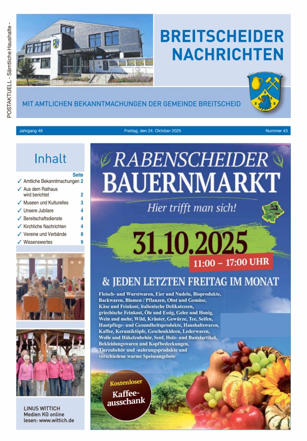 Breitscheider Nachrichten Titelblatt 43/2025