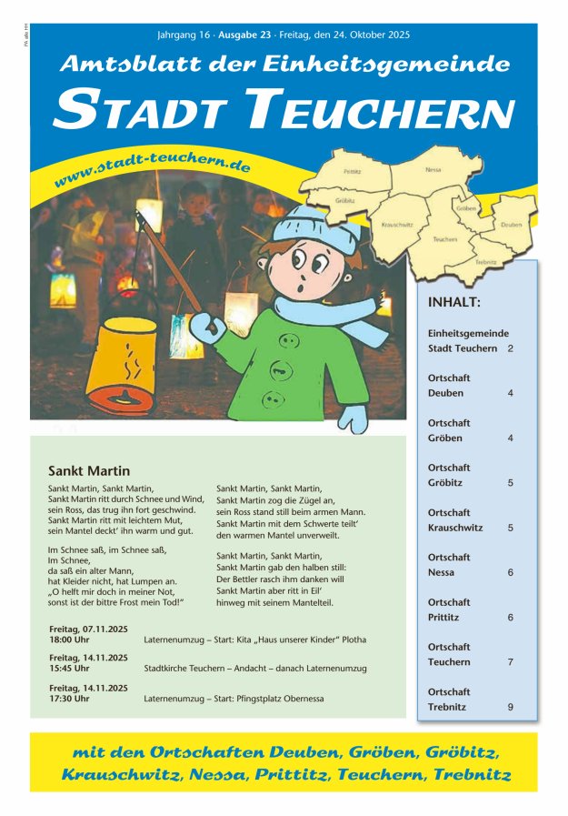 Amtsblatt der Einheitsgemeinde Stadt Teuchern Titelblatt 23/2025