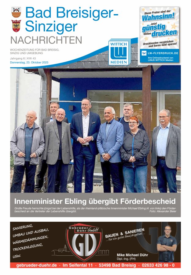 Bad Breisiger-Sinziger Nachrichten Titelblatt 43/2025