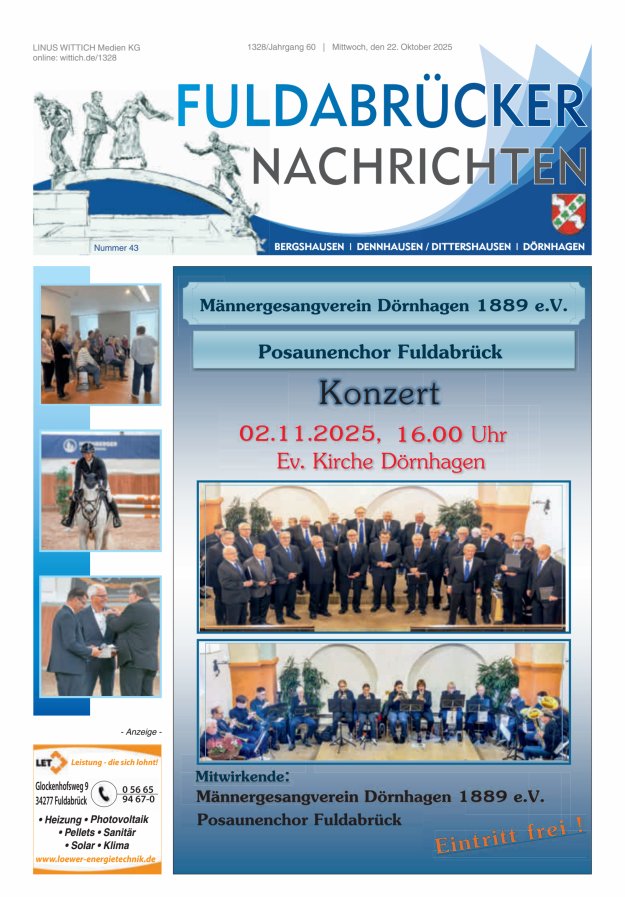 Fuldabrücker Nachrichten Titelblatt 43/2025